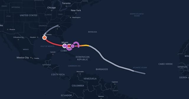 Track map of Hurricane Andrew (1992)
