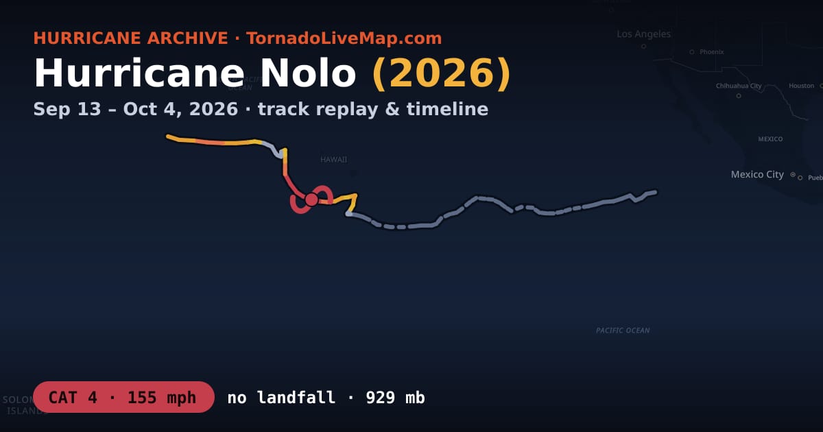 Hurricane Nolo (2026) — Track Map, Path & Timeline | Tornado Live Map