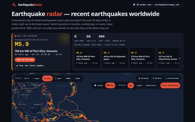 Earthquake Radar